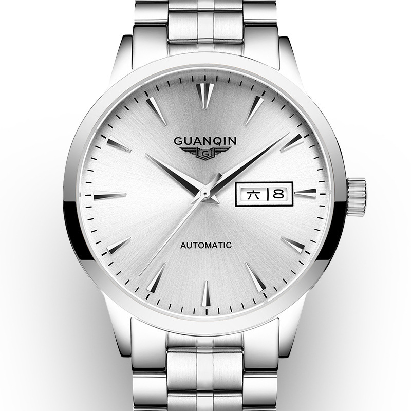 冠琴手表男机械表全自动精钢带时尚潮流简约商务防水男士手表