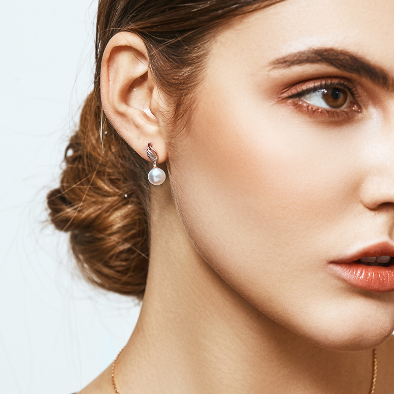 佰色传情(BRIR)925纯银耳钉淡水珍珠耳环女气质简约百搭耳饰