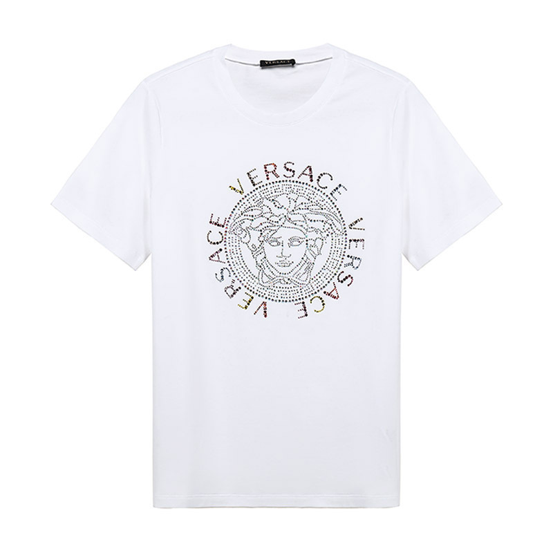 Versace 范思哲 女款棉质铆钉美杜莎头像圆领短袖T恤 A85750 A228806