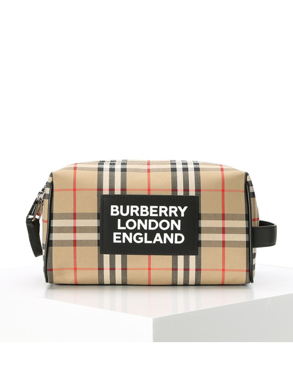 20新款 BURBERRY Vintage 格纹旅行收纳袋手拿包8022955 24x16x13CM