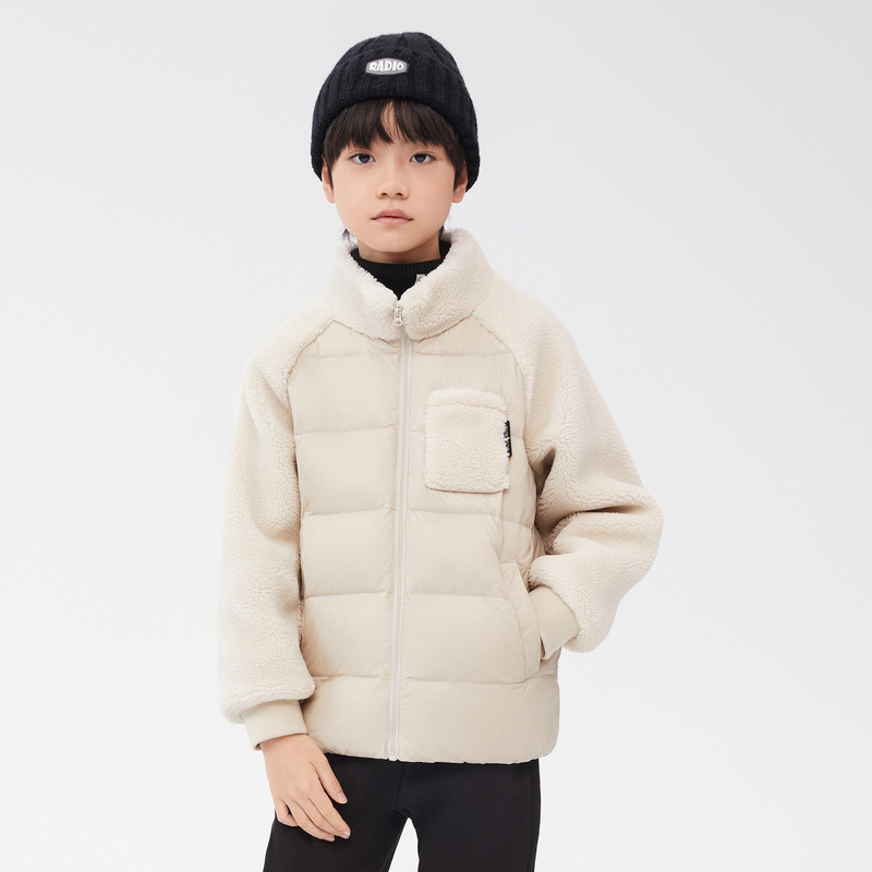 波司登2022新款羽绒服轻暖儿童立领纯色拼接可爱保暖