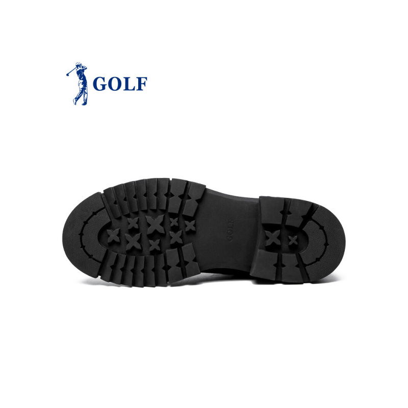 GOLF/高尔夫时尚英伦真皮马丁靴系带靴子男黑色