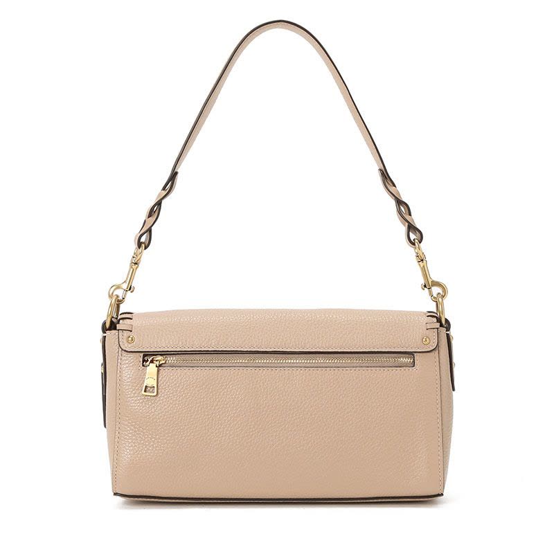 COACH 蔻驰 JADE 女士单肩包 通勤肩背包小号 马车标粒面皮拼织物F91025金扣图片