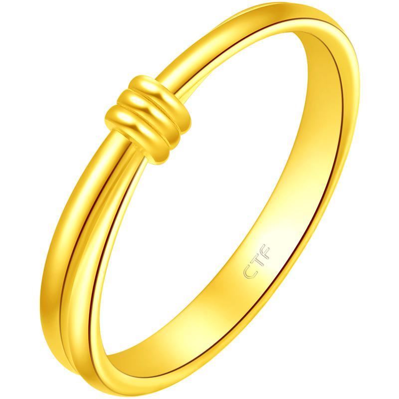 新款周大福珠宝首饰时尚大气简约足金金戒指精品eor10