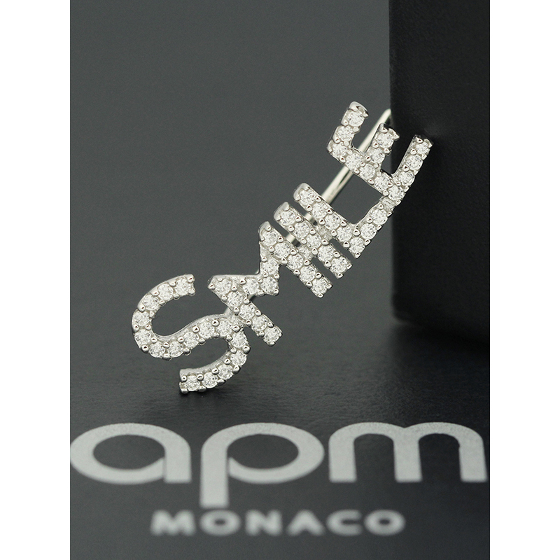 【apm MONACO】新款SMILE耳环字母耳钉925银耳饰气质百搭女士耳骨夹网红耳扣奢华贵族饰品