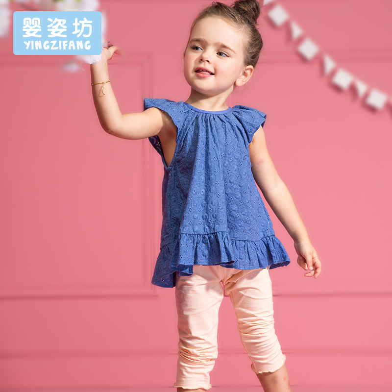 婴姿坊女童夏装新款套装童装女宝宝时尚韩版短袖打底裤两件套
