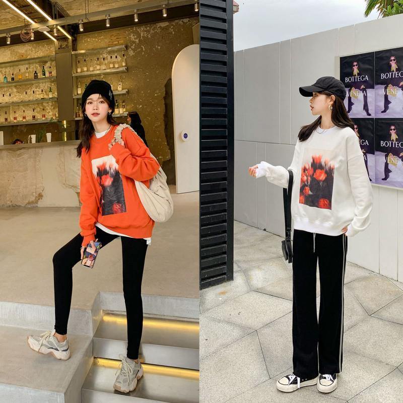 OtherMix白色oversize圆领卫衣2021春新款女新年宽松中长款上衣潮