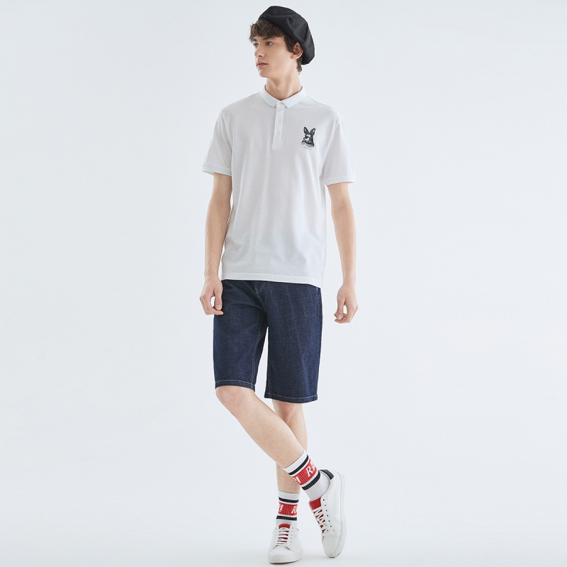 马克华菲牛仔短裤男潮夏季新款直筒休闲时尚个性口袋宽松五分裤