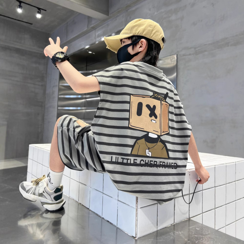 男童背心套装夏季2025新款儿童夏装运动服潮帅气时髦大童夏款衣服