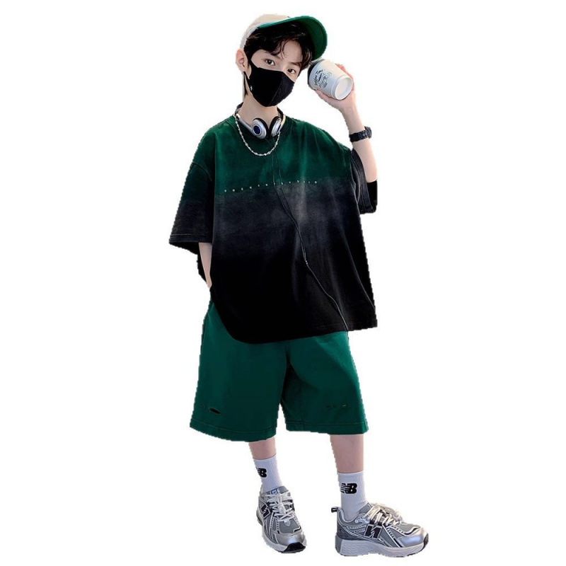 男童夏装短袖套装2025新款中大儿童装夏季男孩运动痞帅气时髦潮酷