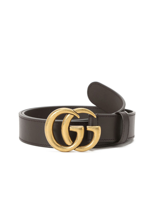 古驰GUCCI 腰带3.0D 双G饰扣哑光头 光面皮414516金扣 女款腰带女士皮带