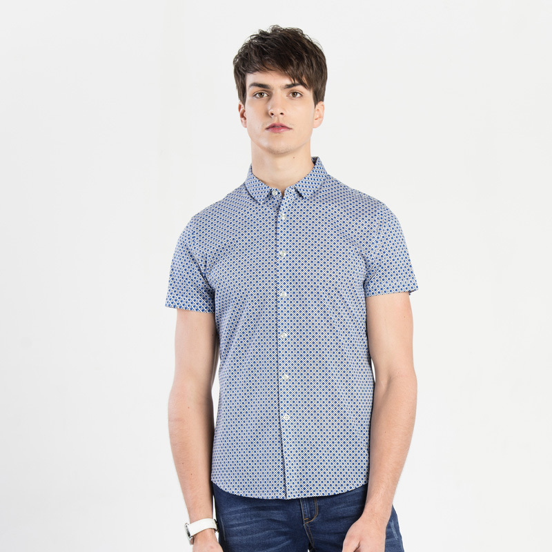 奔狼swsport夏季男士方领短袖印绣花衬衫视频