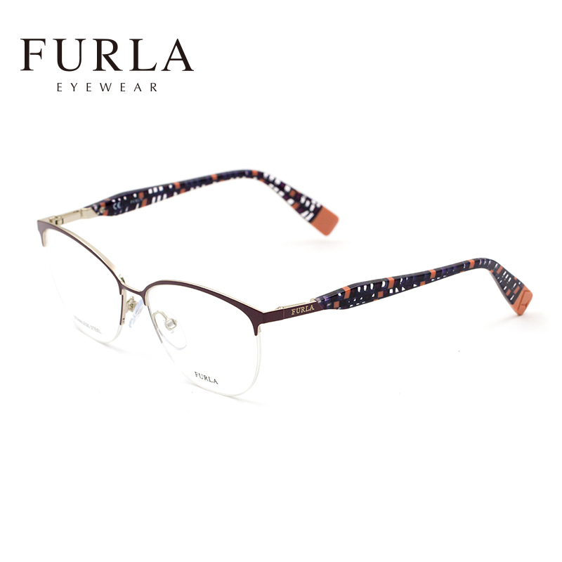 FURLA芙拉女士半框眼镜架时尚眼镜框女潮个性镜腿金属镜框