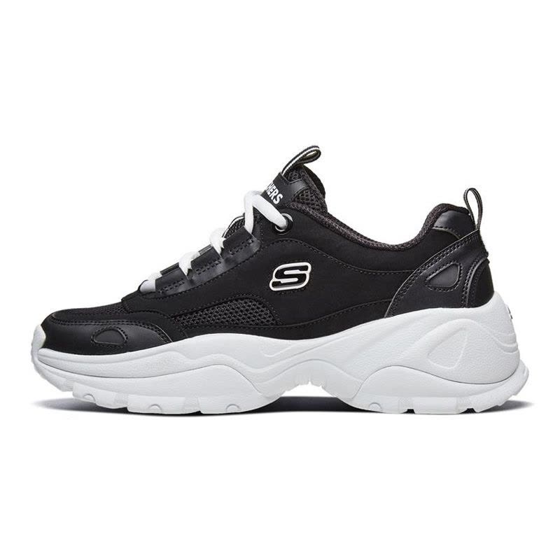 Skechers斯凯奇新款厚底增高老爹鞋复古户外鞋小黑鞋女-88888333-BLK图片