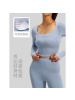 拼接女带胸垫瑜伽服运动上衣健身服透气显瘦跑步健身长袖