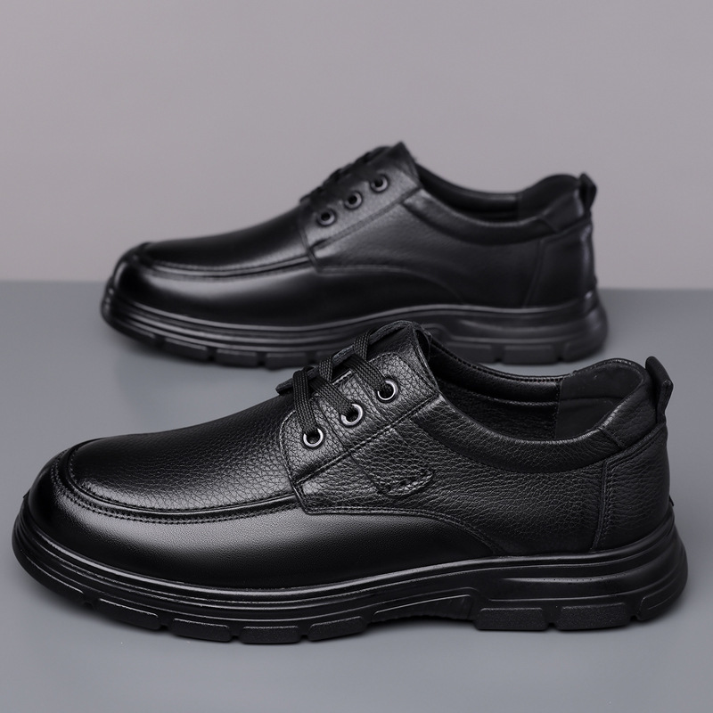 男鞋新款真皮男士高级商务休闲皮鞋男潮头层牛皮中老年爸爸鞋