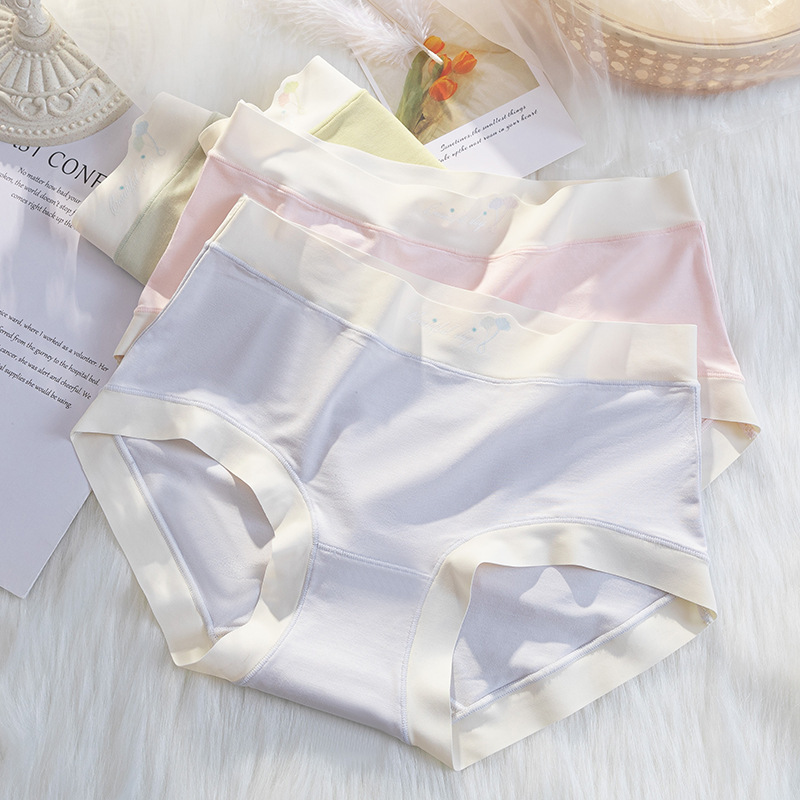 brookings盒装4条无痕女士内裤桑蚕丝裆女内裤中腰舒适透气三