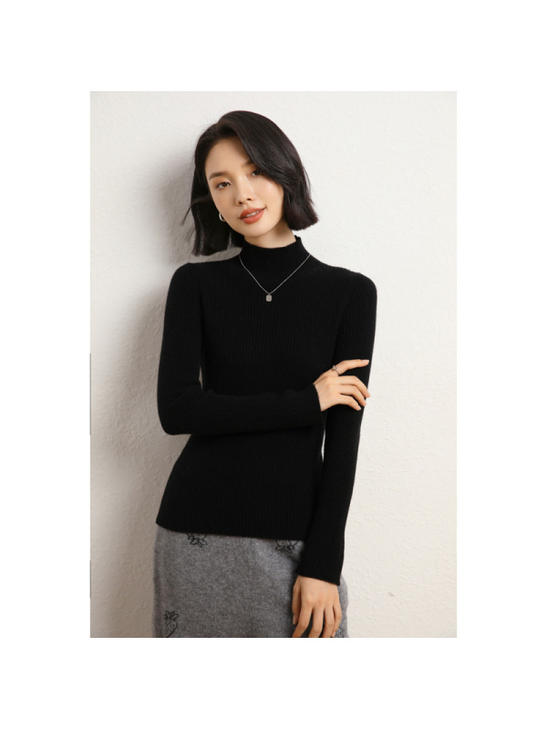 半高领山羊绒衫女修紧身内搭套头毛衣秋冬新款气质针织打底衫