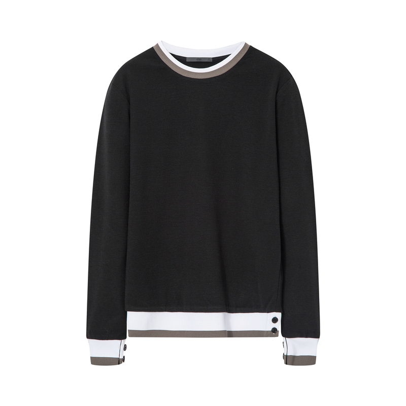 gxg男装秋季男士时尚青年都市韩版黑色圆领流行修身套头卫衣男潮