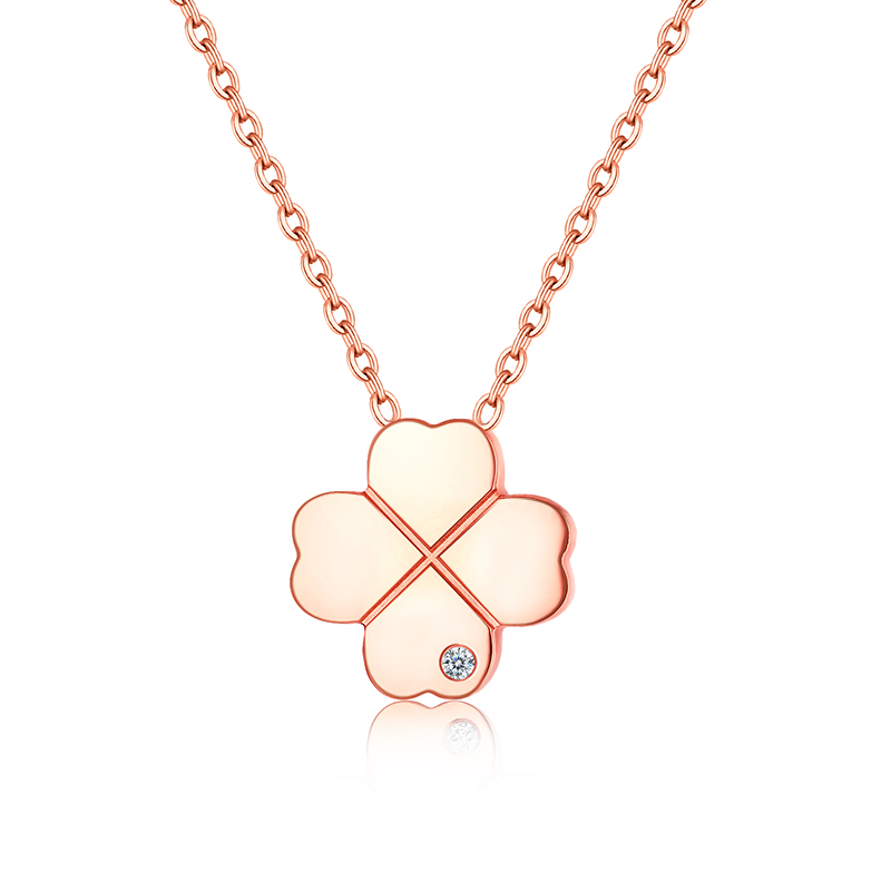 佐卡伊luckylife幸运人生系列四叶草母贝钻石项链