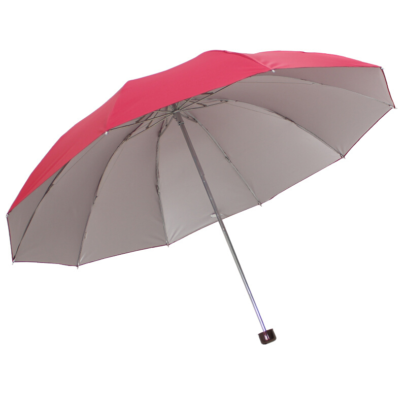 天堂伞 加大双人61cm*10骨三折银胶防晒晴雨伞遮阳伞商务伞 33323E酱红