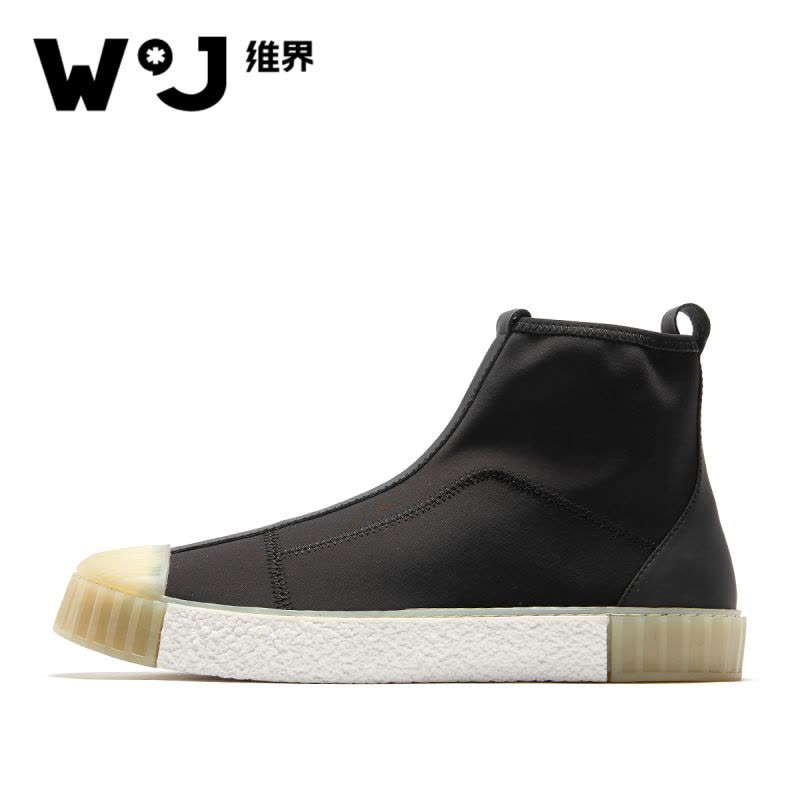 维界时髦贝壳头新品撞色高帮板鞋男图片