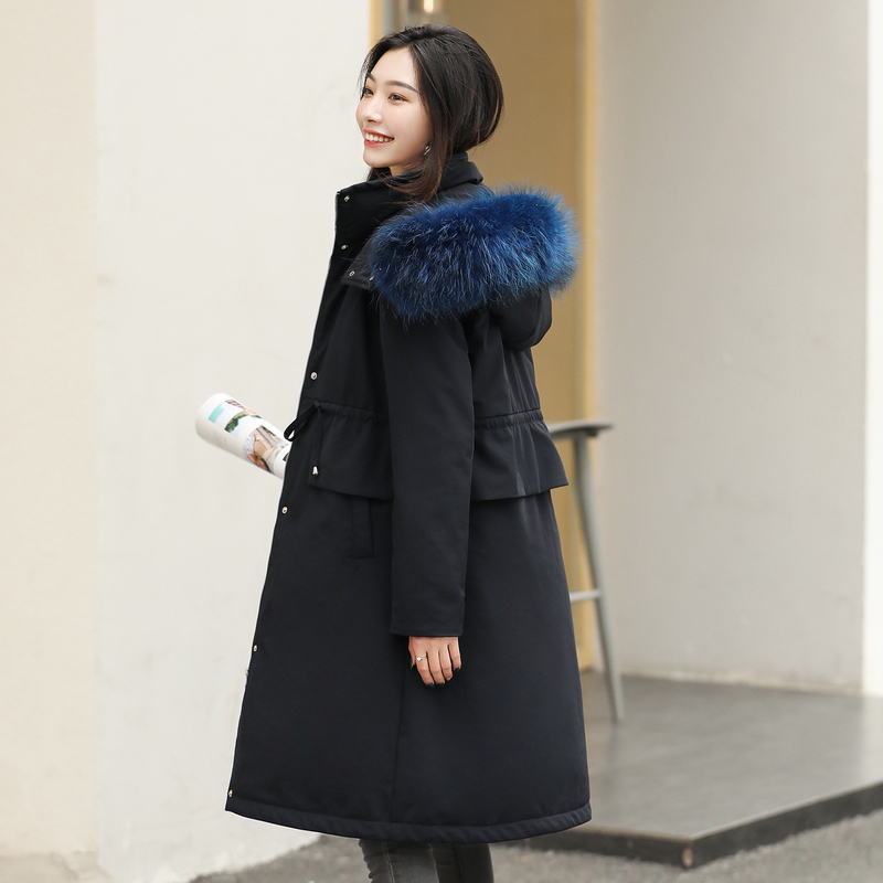高梵(GOLDFARM)2019秋冬新款长款保暖女式收腰时尚大毛领羽绒服