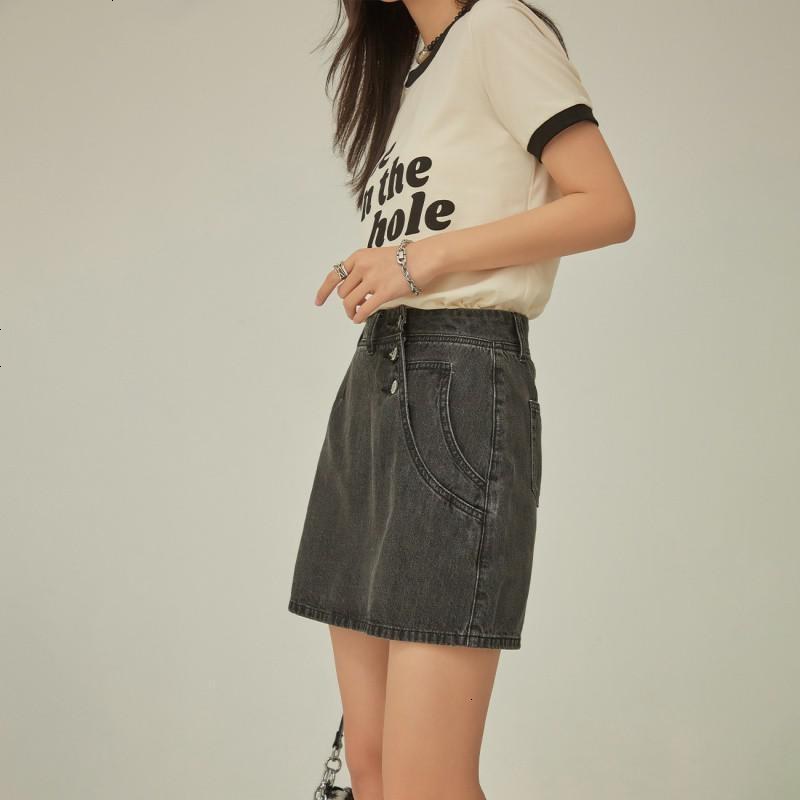 OtherMix不规则牛仔半身裙2021年夏季新款百搭高腰a字女式短裙子