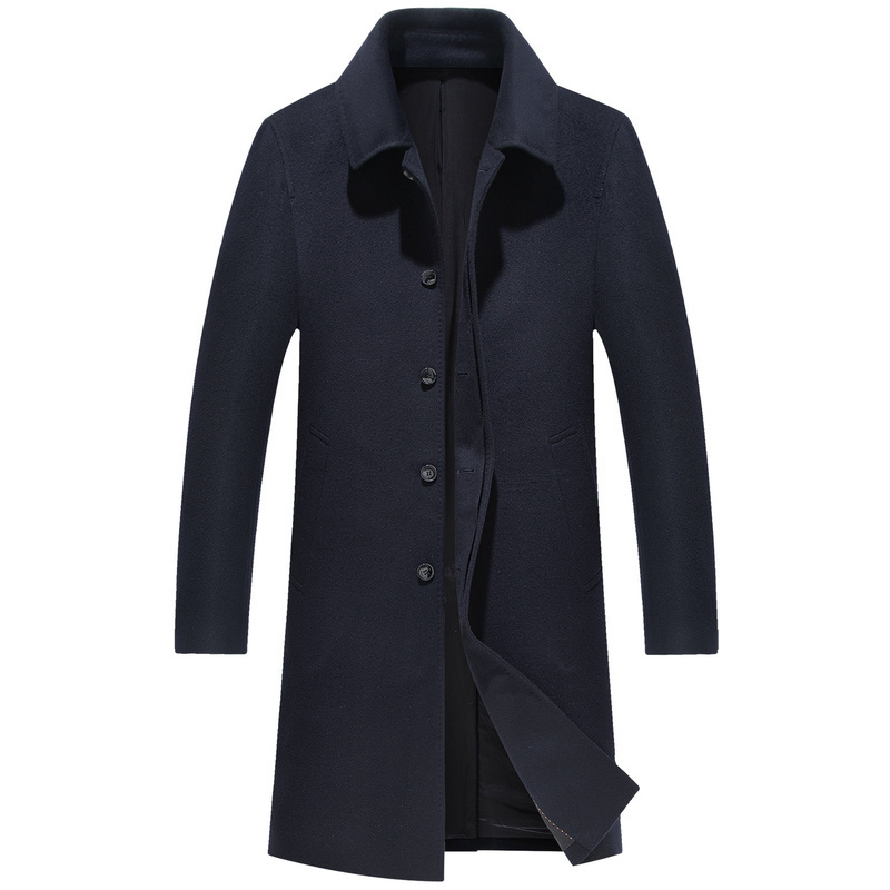 恒源祥纯羊绒大衣男秋冬中年长款毛呢厚外套爸爸商务保暖男装