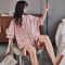DBMG睡衣女士夏季短袖套装网红可爱卡通大码提花开衫家居服可外