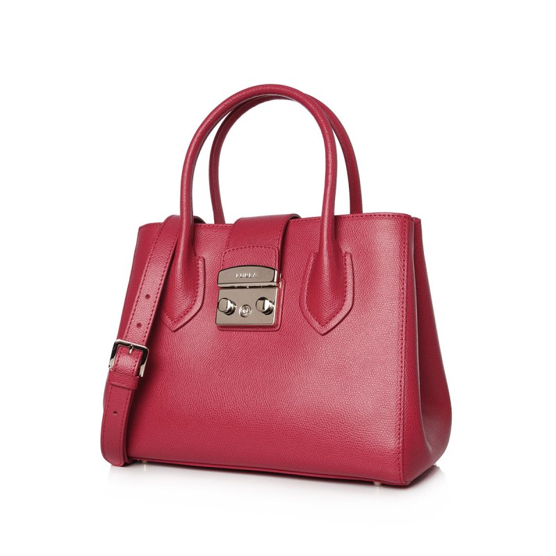 FURLA芙拉 METROPOLIS搭扣牛皮女士手提斜挎包 BMN3ARERUBYF
