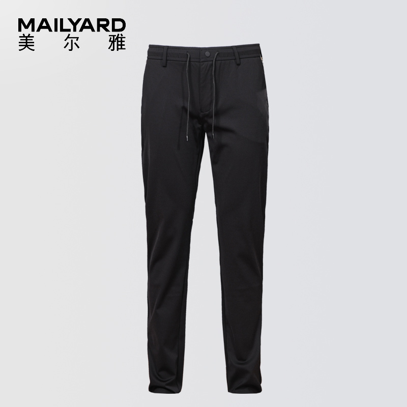 美尔雅(MAILYARD)黑色商务男士长裤 男式腰带 弹力运动休闲裤 126