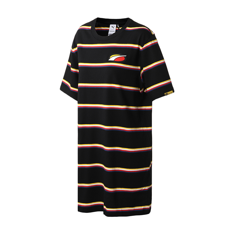 PUMA黑标女装RDET运动服休闲条纹圆领连衣裙598075