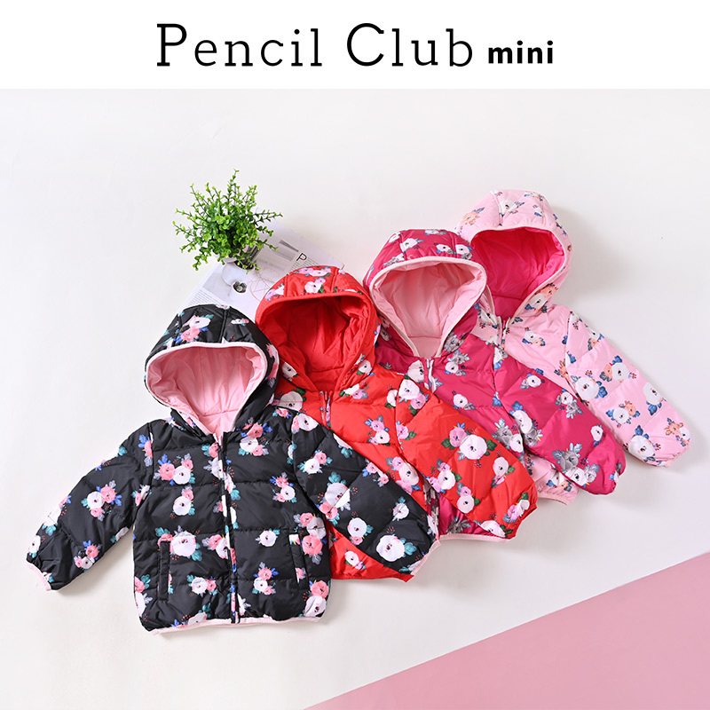 铅笔俱乐部童装2019冬季新款女童羽绒服小童连帽保暖两面穿外套