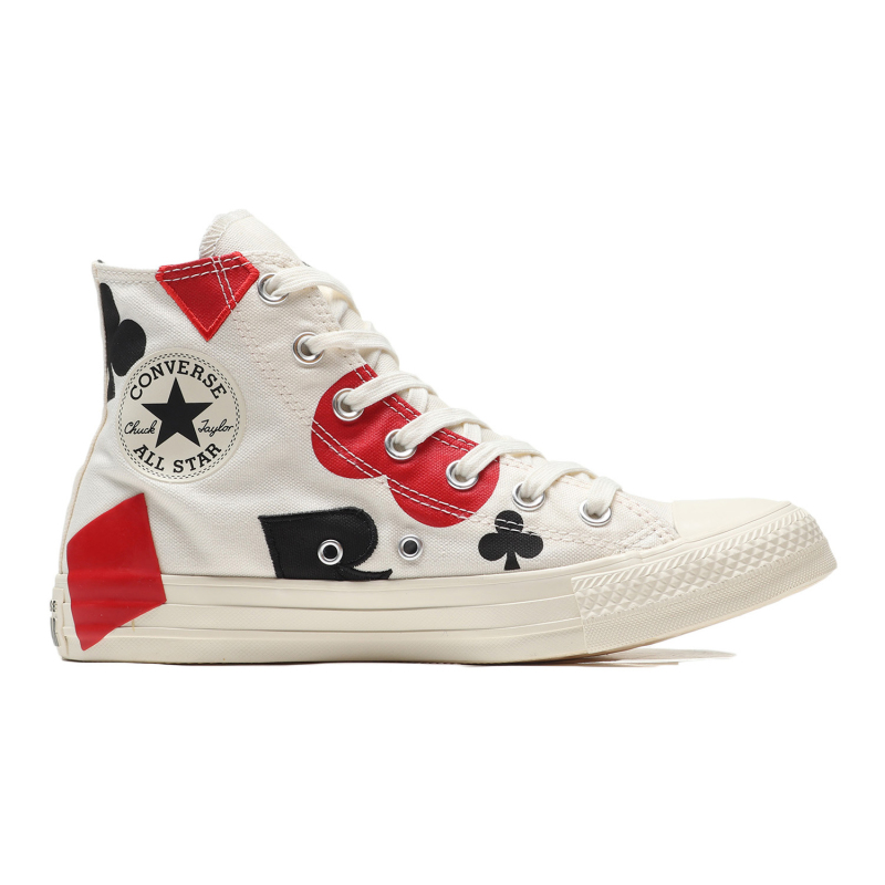 CONVERSE男鞋女鞋帆布鞋新款扑克印花高帮街头休闲运动鞋166463C