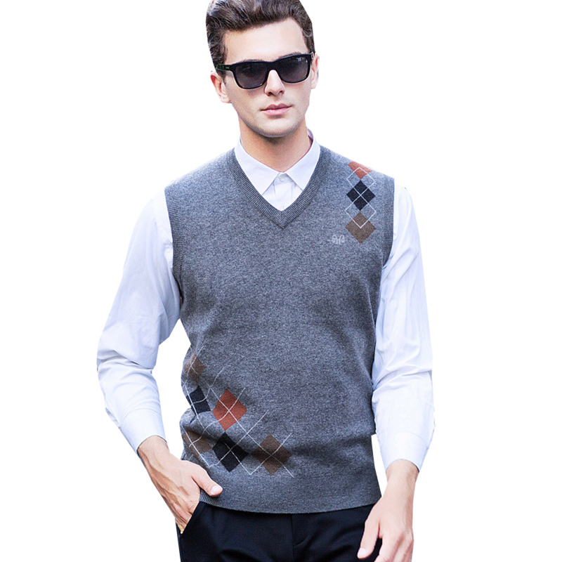 恒源祥男士羊毛衫秋季背心男v领套头针织马甲视频