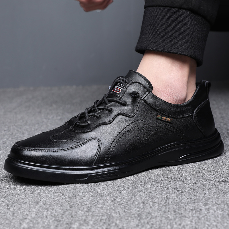 足男鞋商务休闲皮鞋男一脚蹬外出驾车套脚工作低跟男