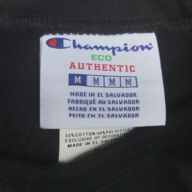 champion 冠军 秋冬基础款袖标男女情侣衫卫衣 S600BK图片