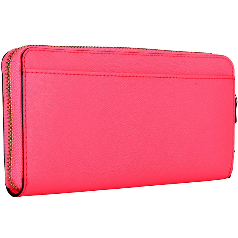 Kate Spade 凯特·丝蓓 奢侈品 女款亮粉色皮质长款钱包钱夹 WLRU2885 761