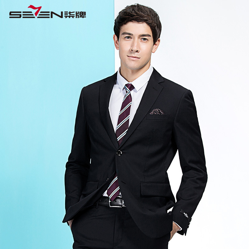 柒牌seven男装西服套装男平驳领时尚商务套西a版报价_参数_图片_视频
