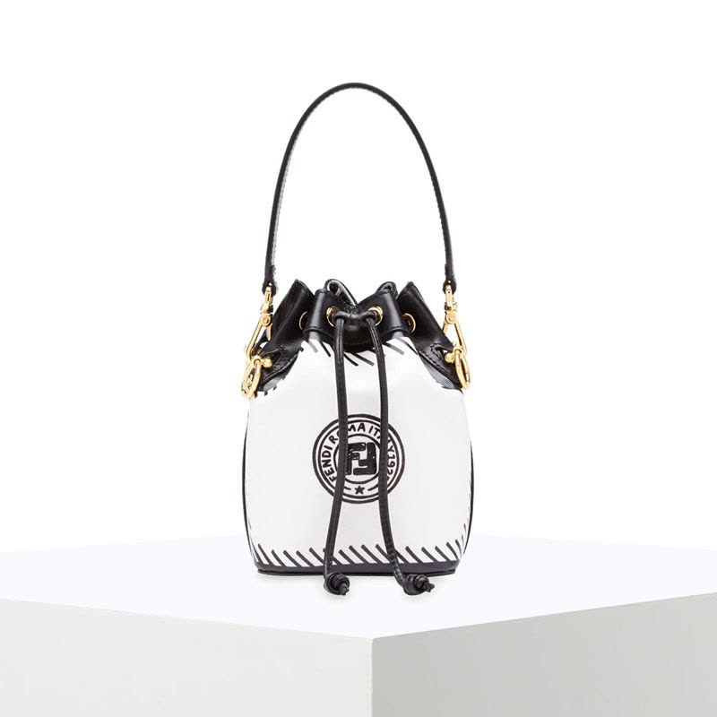 预订 FENDI芬迪 MON TRESOR水桶包迷你 加州天空LOGO 织物8BS010金扣图片