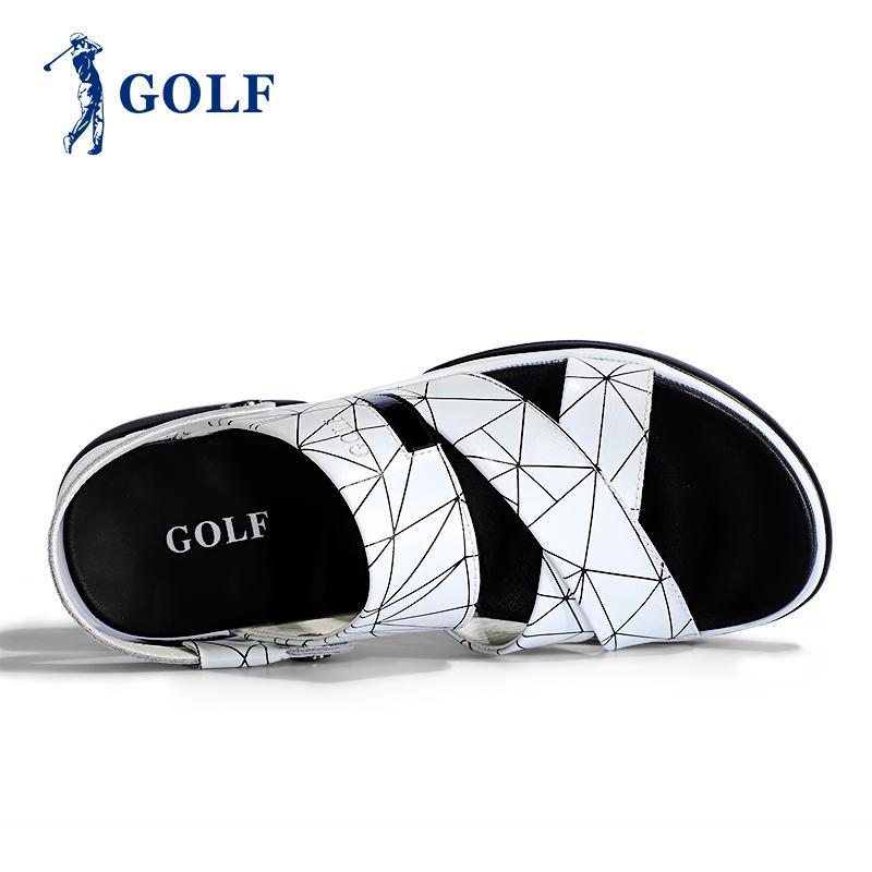 GOLF男鞋凉鞋2018夏季新款两用防滑凉拖时尚透气真皮休闲沙滩鞋潮