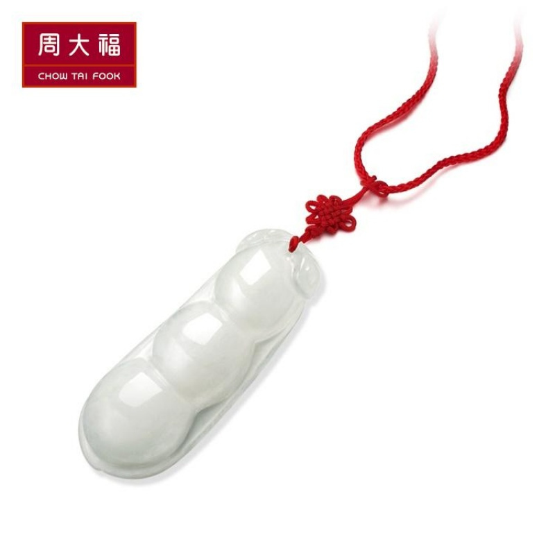 精品周大福珠宝首饰四季平安豆荚翡翠玉坠K63235