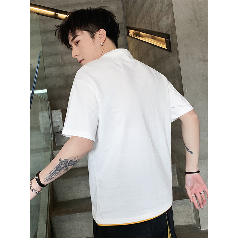 三弦(LA CORDE)夏季青少年纯色打底衫体恤大码短袖T恤男百搭男士上衣国潮牌LA-MD-9166