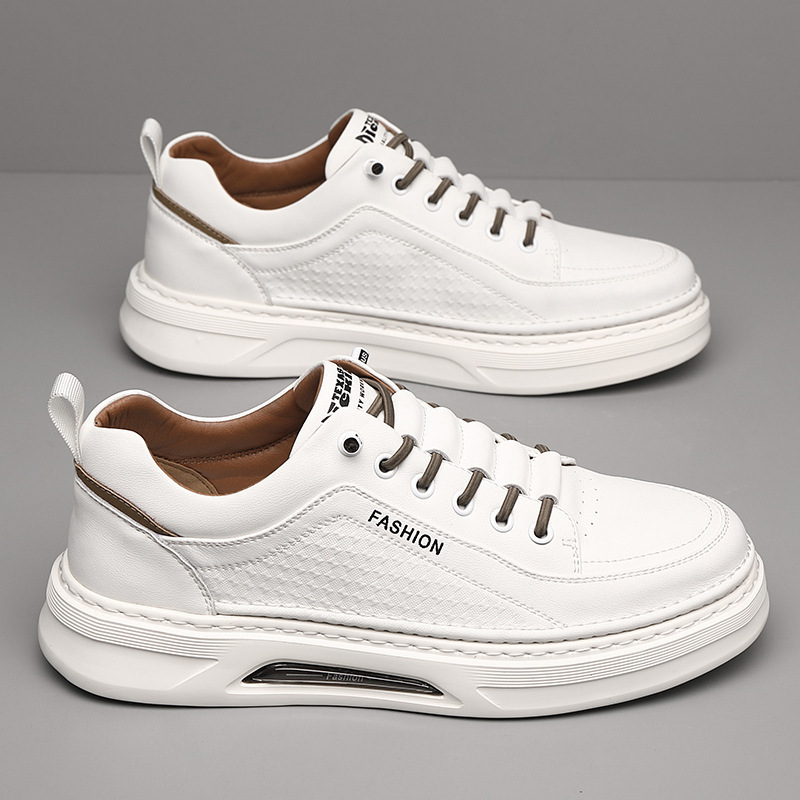 男鞋春季新款透气小白鞋子学生韩版潮流百搭真皮运动休闲板鞋8380
