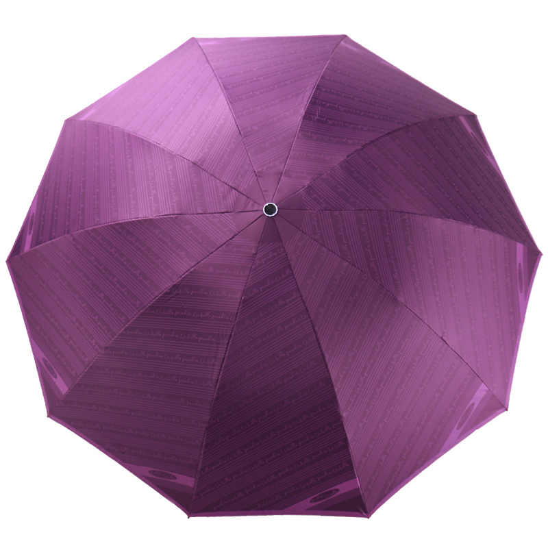 天堂加大加固双人碰击布黑胶丝印三折商务晴雨伞31850elcj深紫