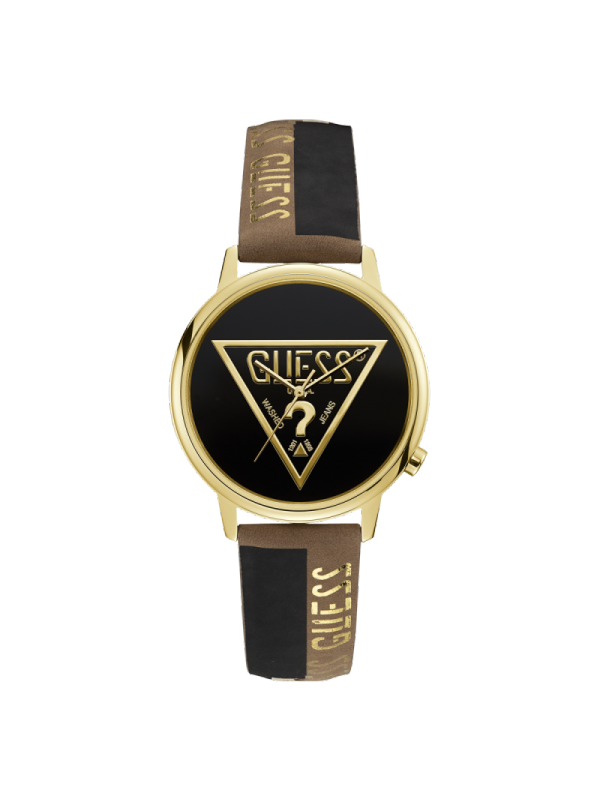 guess经典logo倒三角拼色石英腕表v1015m2