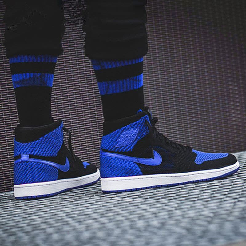 NIKE耐克AIRJORDAN1MIDAJ1黑蓝编织男子高帮篮球鞋919704-006图片
