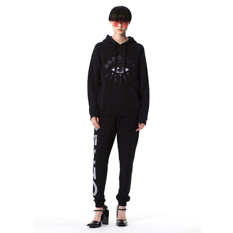 KENZO/高田贤三 纯棉黑色字母LOGO休闲裤卫裤女2PA722 952 99