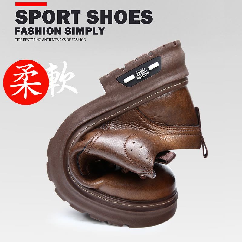 春夏新款男鞋真皮英伦复古大头皮鞋男款商务休闲低帮马丁靴图片